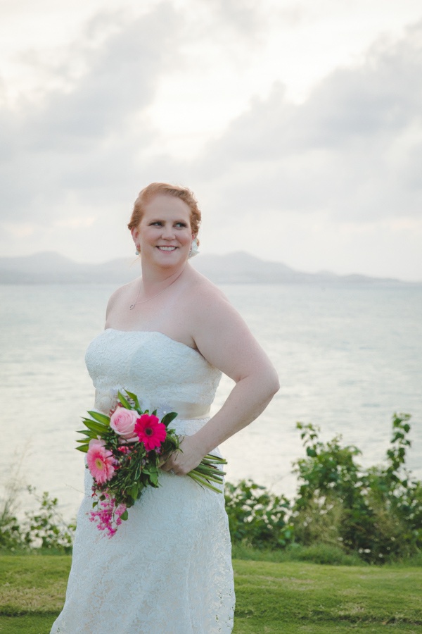 St. Croix bride portrait with ocean in the background